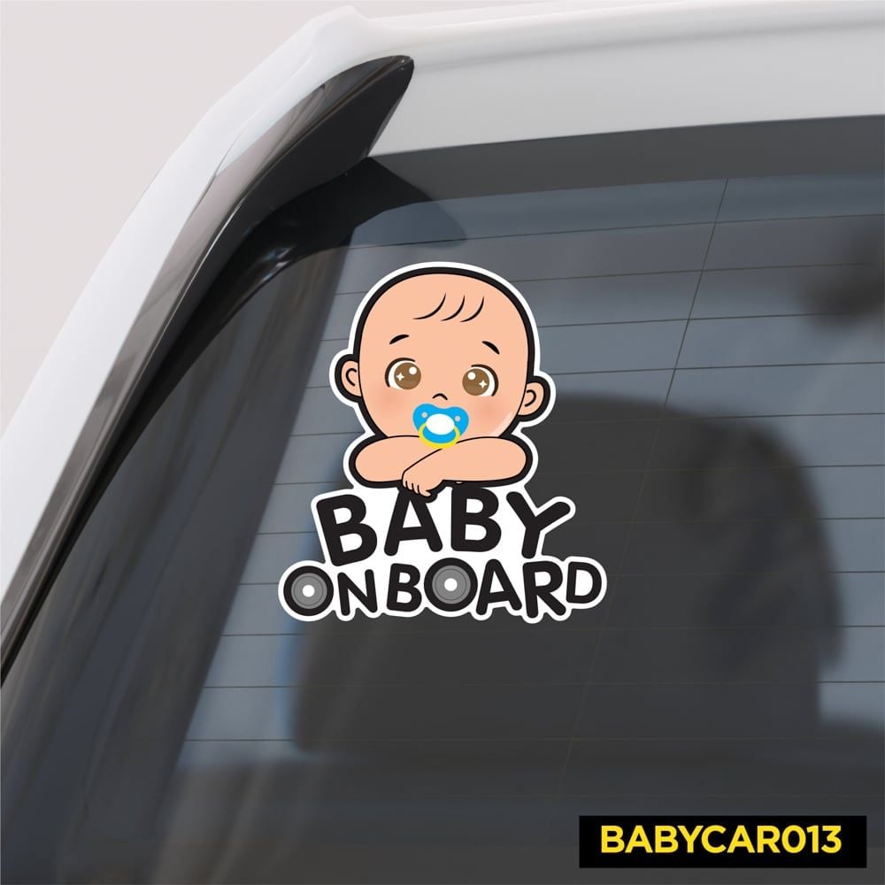BABYCAR013 Boy Baby On Board Sign - Sticker transfer hình dán cảnh báo xe hơi