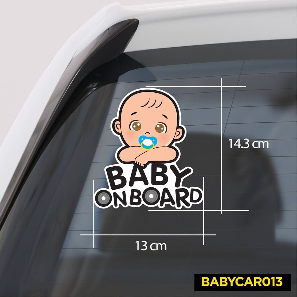 BABYCAR013 Boy Baby On Board Sign - Sticker transfer hình dán cảnh báo xe hơi