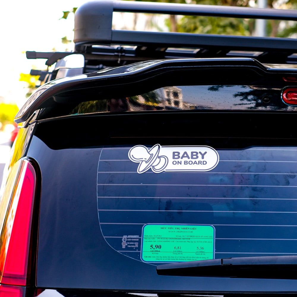 BABYCAR015 Binky Baby On Board Sign - Sticker transfer hình dán cảnh báo xe hơi