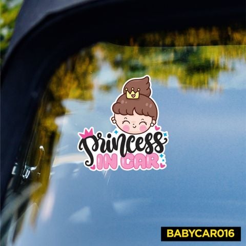  BABYCAR016 Princess Baby In Car Sign - Sticker transfer hình dán cảnh báo xe hơi 