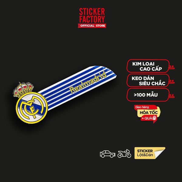 Sticker hình dán metal CLB Bóng đá - Real Madrid