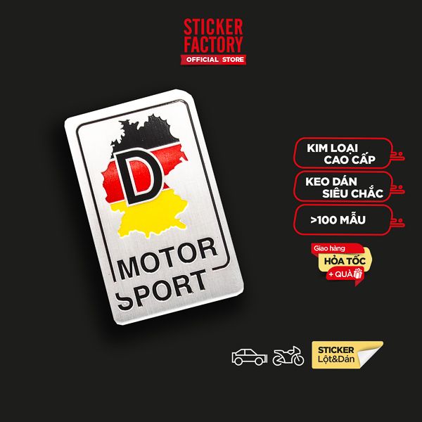 Sticker hình dán metal cờ Đức - Motor Sport