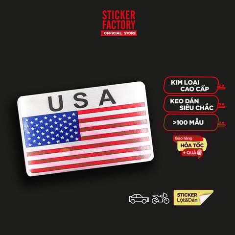  Sticker hình dán metal Cờ Mỹ - Miếng lẻ 