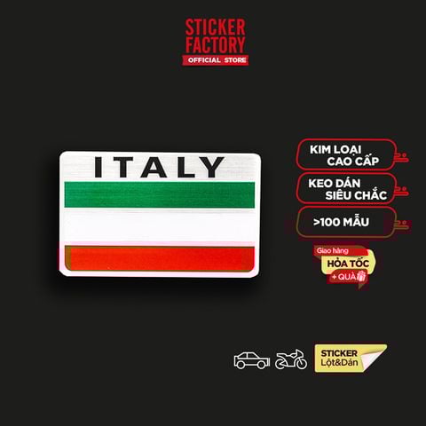  Sticker hình dán metal cờ Ý Italia - miếng lẻ 