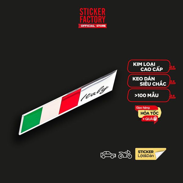 Sticker hình dán metal cờ Ý Italia - miếng lẻ