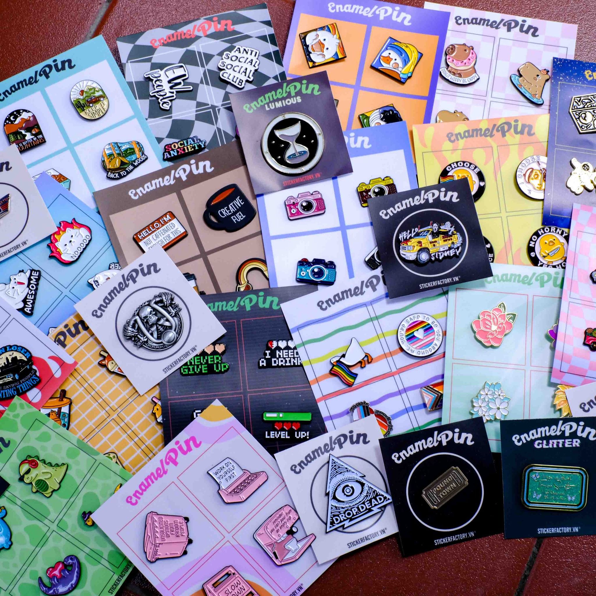 EPIN028 Pop Ride - Set 4 Enamel Pin - Huy hiệu kim loại