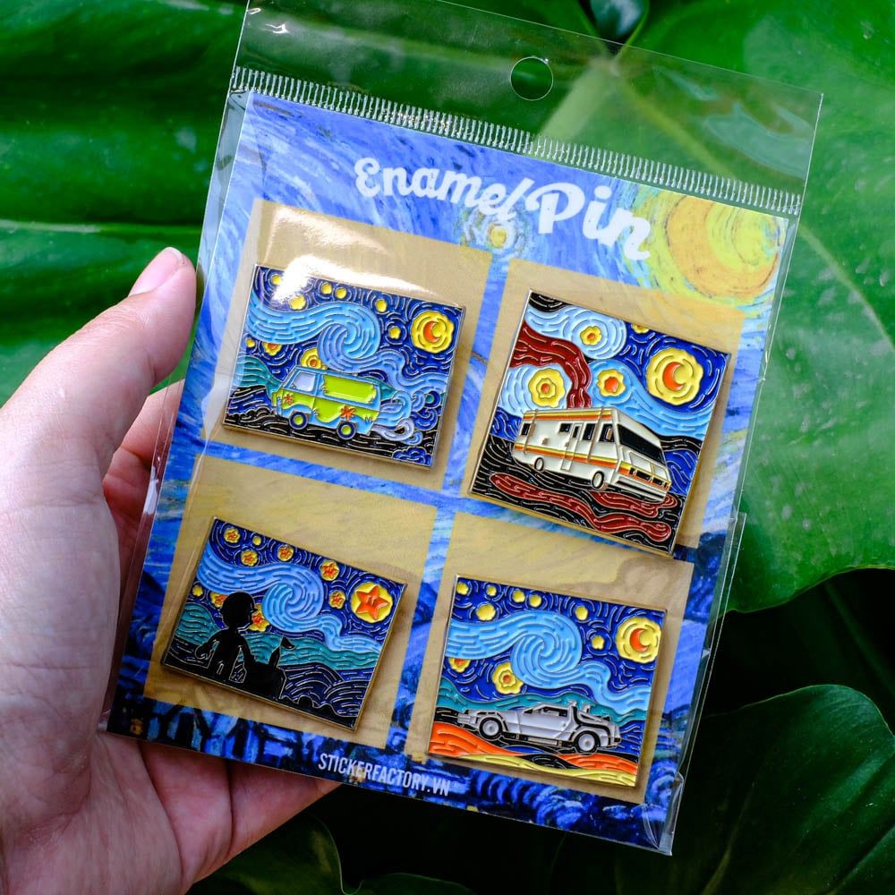 EPIN010 Picture  Van Gogh - Set 4 Enamel Pin - Huy hiệu kim loại