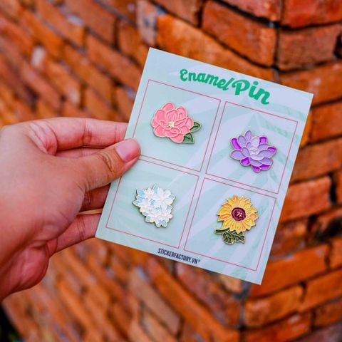  EPIN027 Floral Mood - Set 4 Enamel Pin - Huy hiệu kim loại 