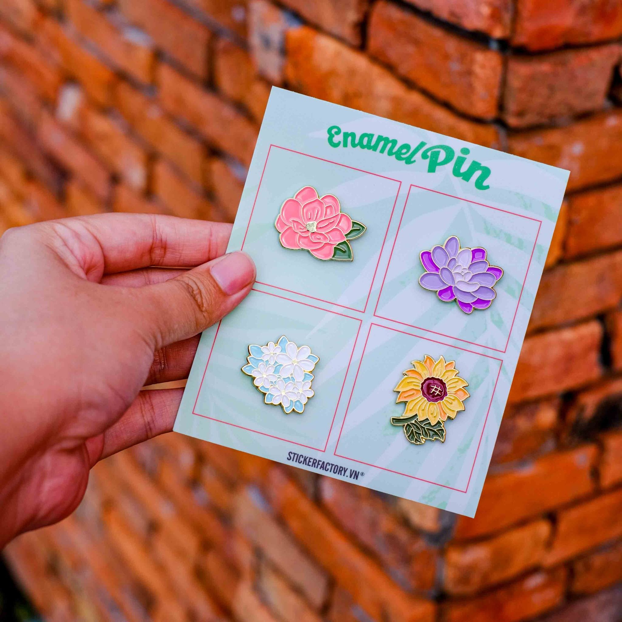 EPIN027 Floral Mood - Set 4 Enamel Pin - Huy hiệu kim loại