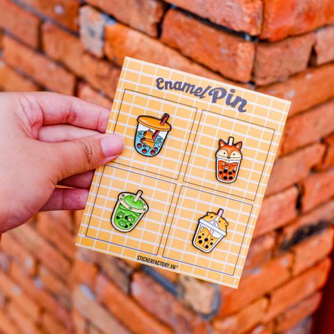  EPIN030 Bubble Buddies - Set 4 Enamel Pin - Huy hiệu kim loại 