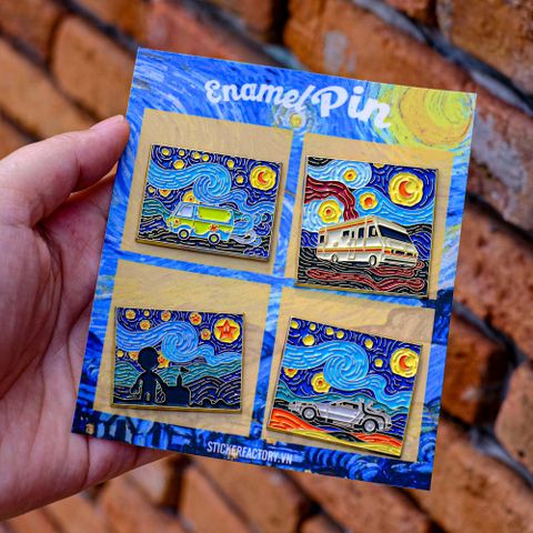  EPIN010 Picture  Van Gogh - Set 4 Enamel Pin - Huy hiệu kim loại 