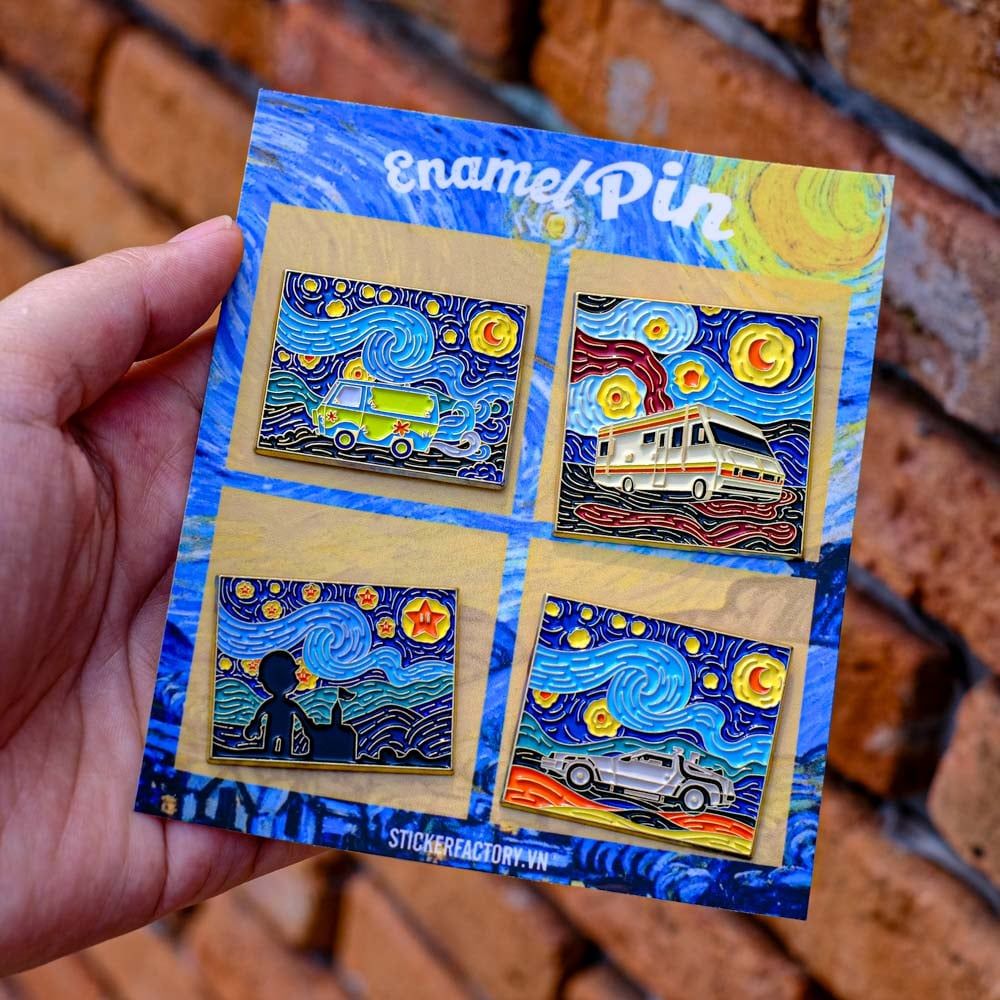 EPIN010 Picture  Van Gogh - Set 4 Enamel Pin - Huy hiệu kim loại