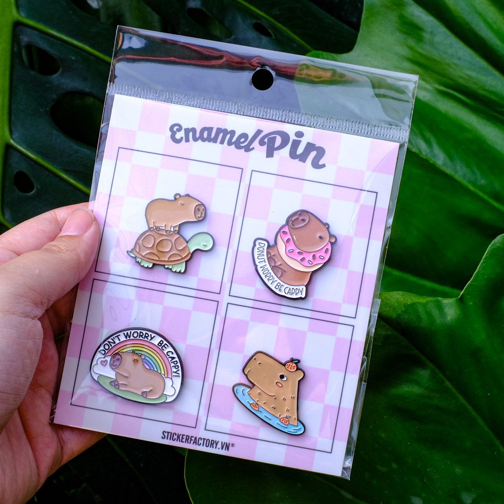 EPIN002 Capybara - Set 4 Enamel Pin - Huy hiệu kim loại