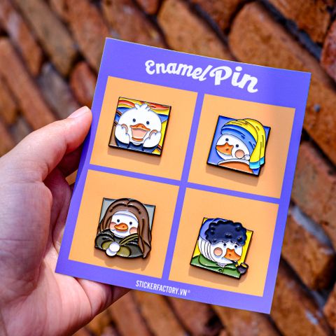  EPIN003 Duck Van Gogh - Set 4 Enamel Pin - Huy hiệu kim loại 