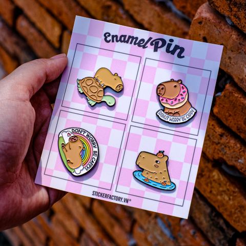  EPIN002 Capybara - Set 4 Enamel Pin - Huy hiệu kim loại 