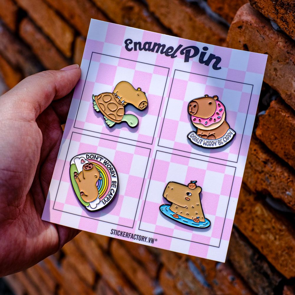 EPIN002 Capybara - Set 4 Enamel Pin - Huy hiệu kim loại