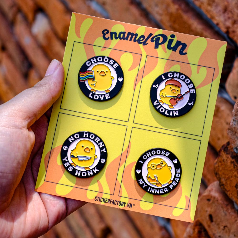 EPIN001 Duck Choose - Set 4 Enamel Pin - Huy hiệu kim loại
