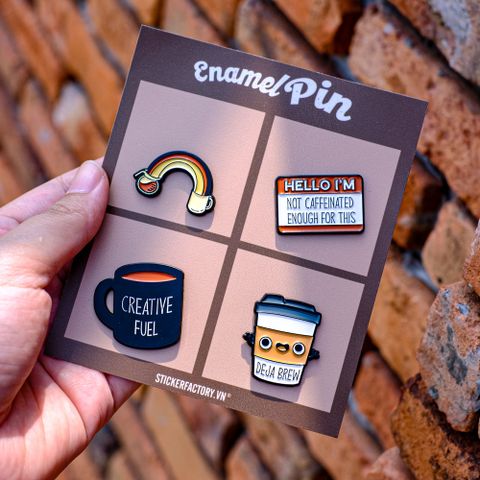  EPIN009 Coffee - Set 4 Enamel Pin - Huy hiệu kim loại 
