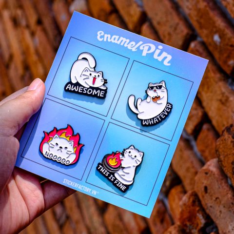  EPIN008 Cat - Set 4 Enamel Pin - Huy hiệu kim loại 