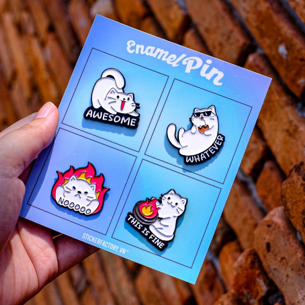 EPIN008 Cat - Set 4 Enamel Pin - Huy hiệu kim loại