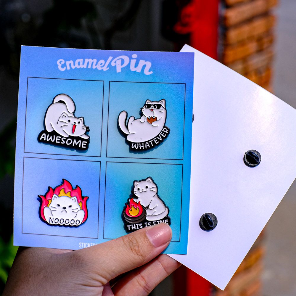 EPIN008 Cat - Set 4 Enamel Pin - Huy hiệu kim loại