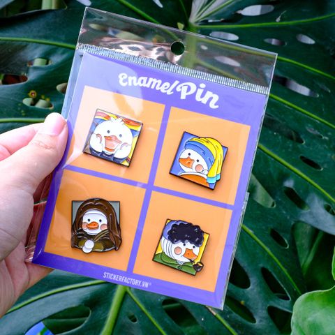  EPIN003 Duck Van Gogh - Set 4 Enamel Pin - Huy hiệu kim loại 