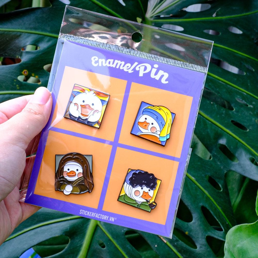 EPIN003 Duck Van Gogh - Set 4 Enamel Pin - Huy hiệu kim loại