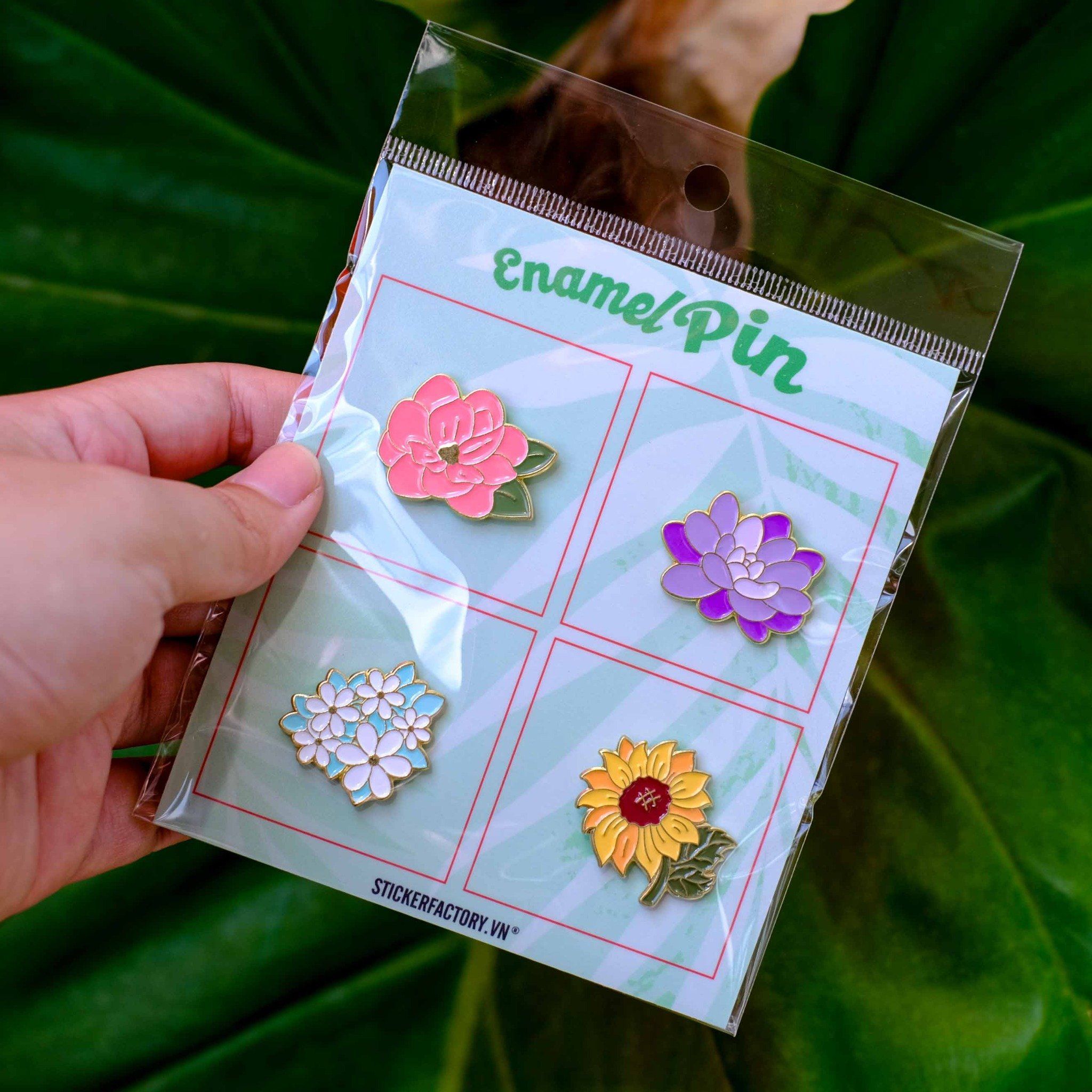 EPIN027 Floral Mood - Set 4 Enamel Pin - Huy hiệu kim loại