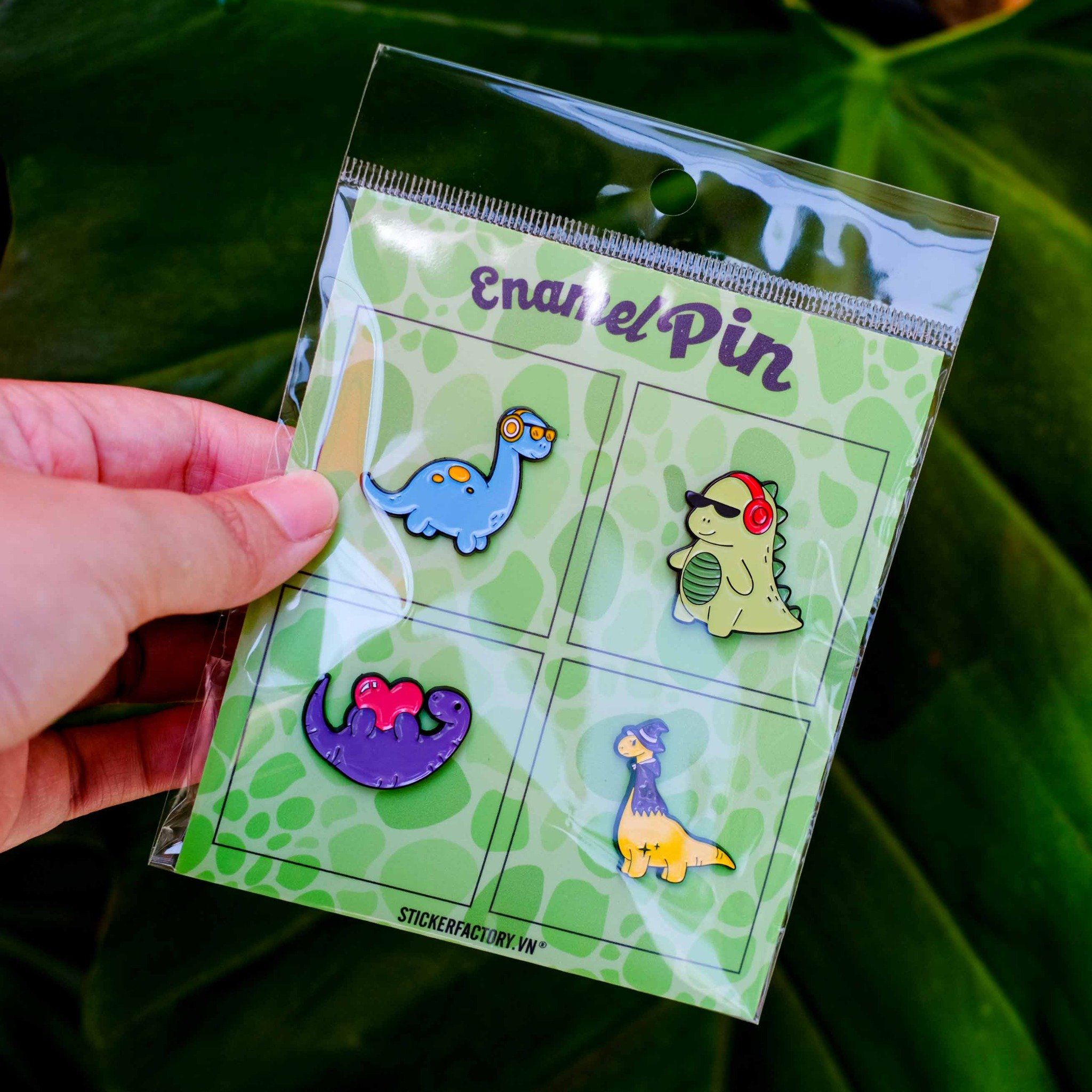 EPIN021 Dinobop - Set 4 Enamel Pin - Huy hiệu kim loại