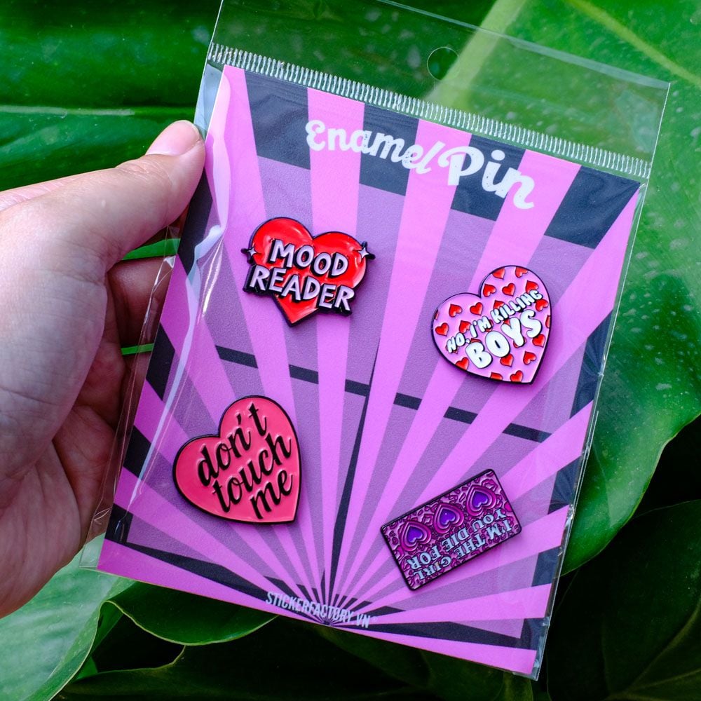 EPIN006 Heart - Set 4 Enamel Pin - Huy hiệu kim loại