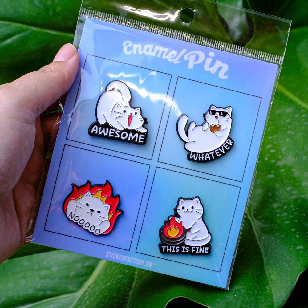 EPIN008 Cat - Set 4 Enamel Pin - Huy hiệu kim loại