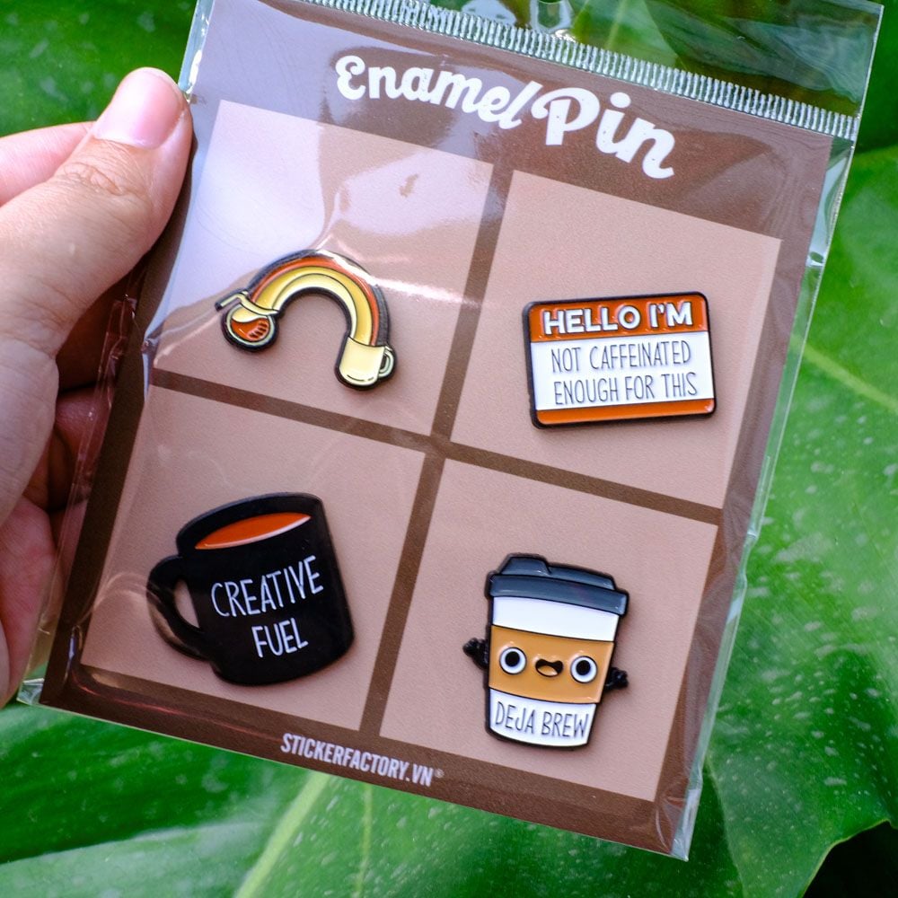 EPIN009 Coffee - Set 4 Enamel Pin - Huy hiệu kim loại