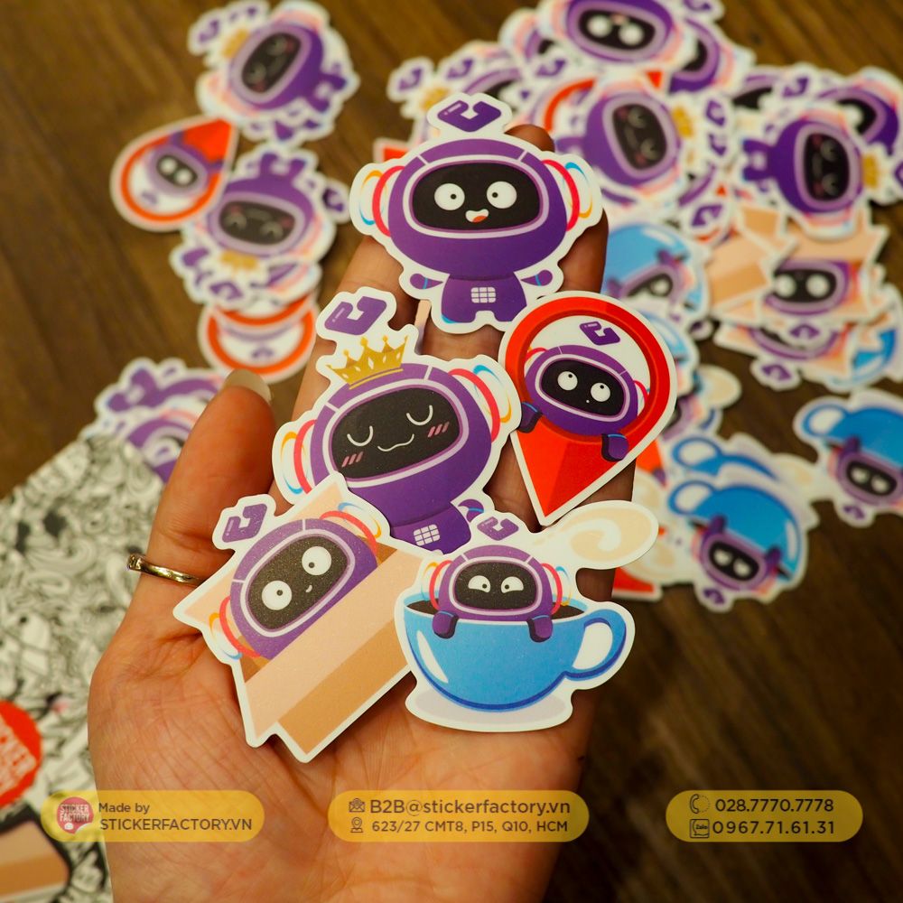 Set 100 stickers Diecut in theo yêu cầu