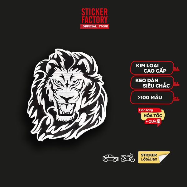 Sticker hình dán metal Lion Head