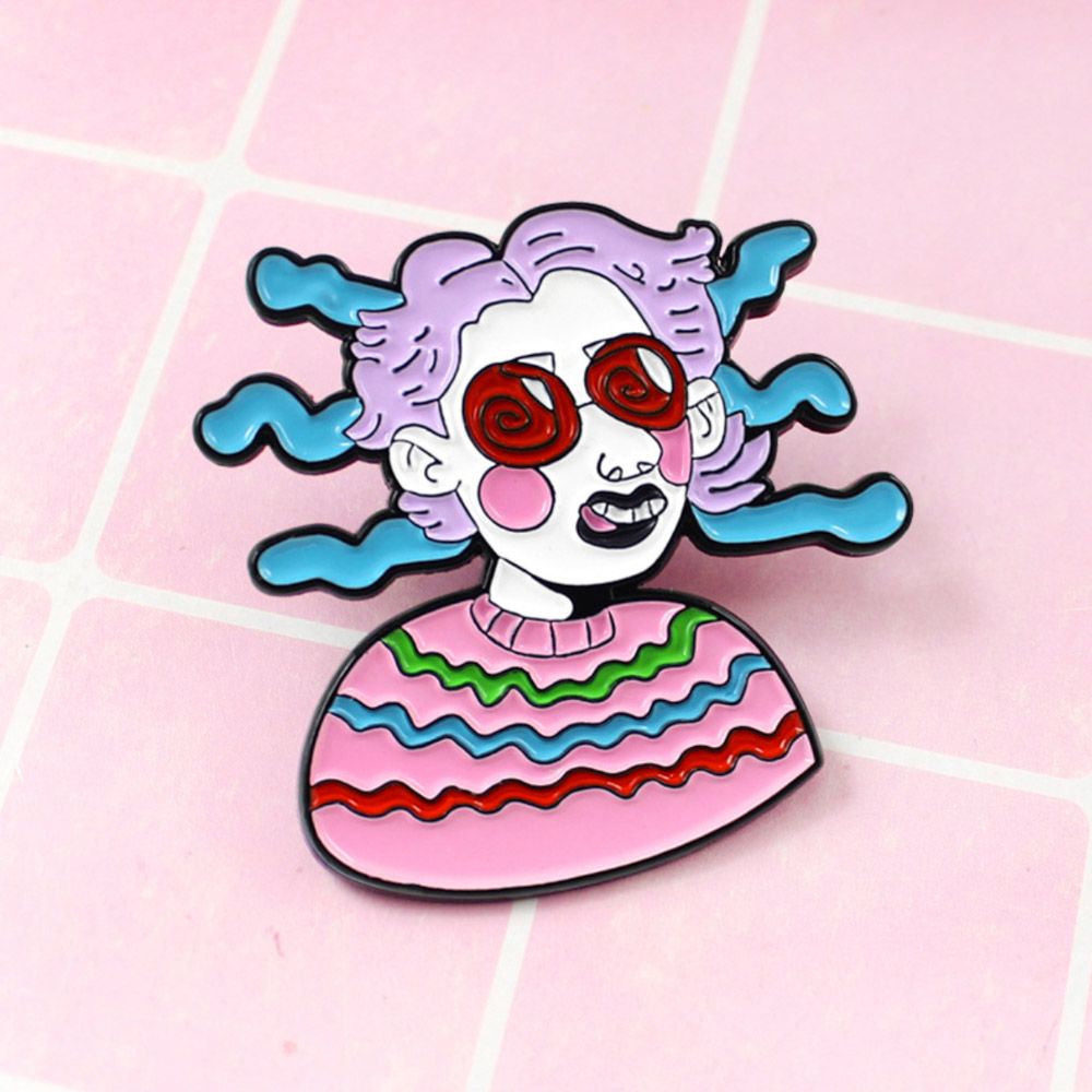 Pink Lady Art 3.6x3.5cm - Pin sticker ghim cài áo