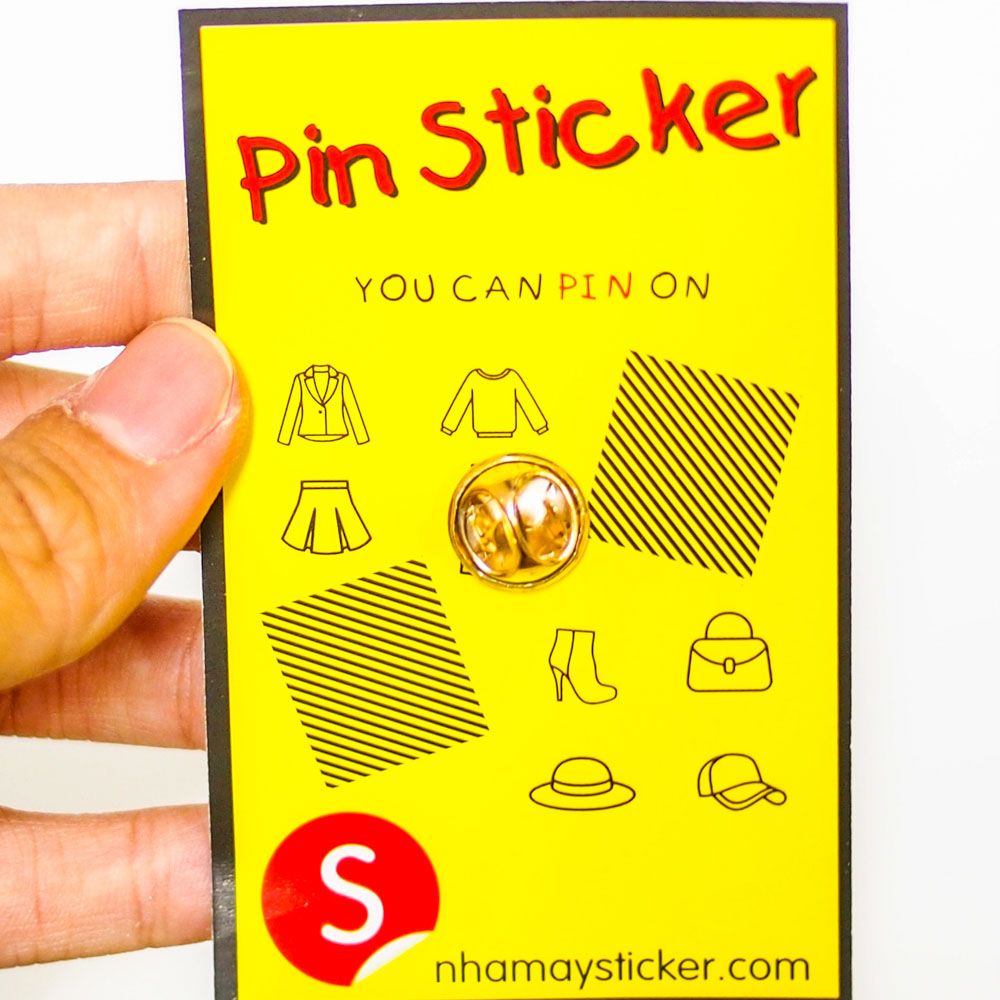 Ngọn núi cờ đỏ tròn - Pin sticker ghim cài áo