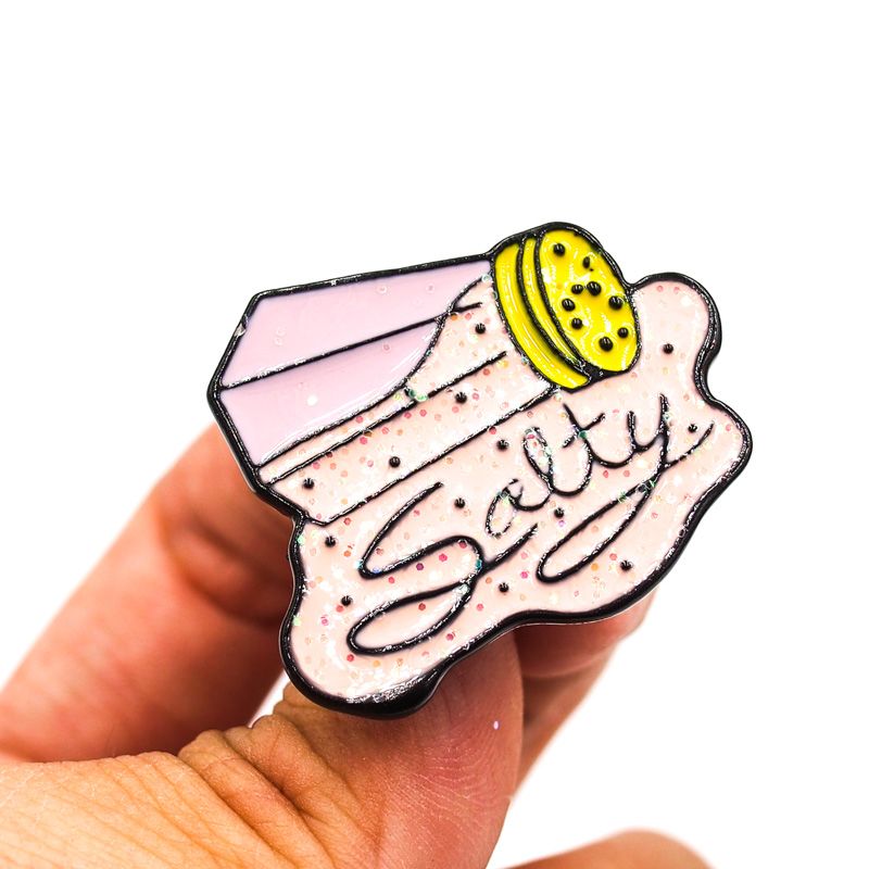 Hũ muối Salty hồng 3x2.5cm - Pin sticker ghim cài áo