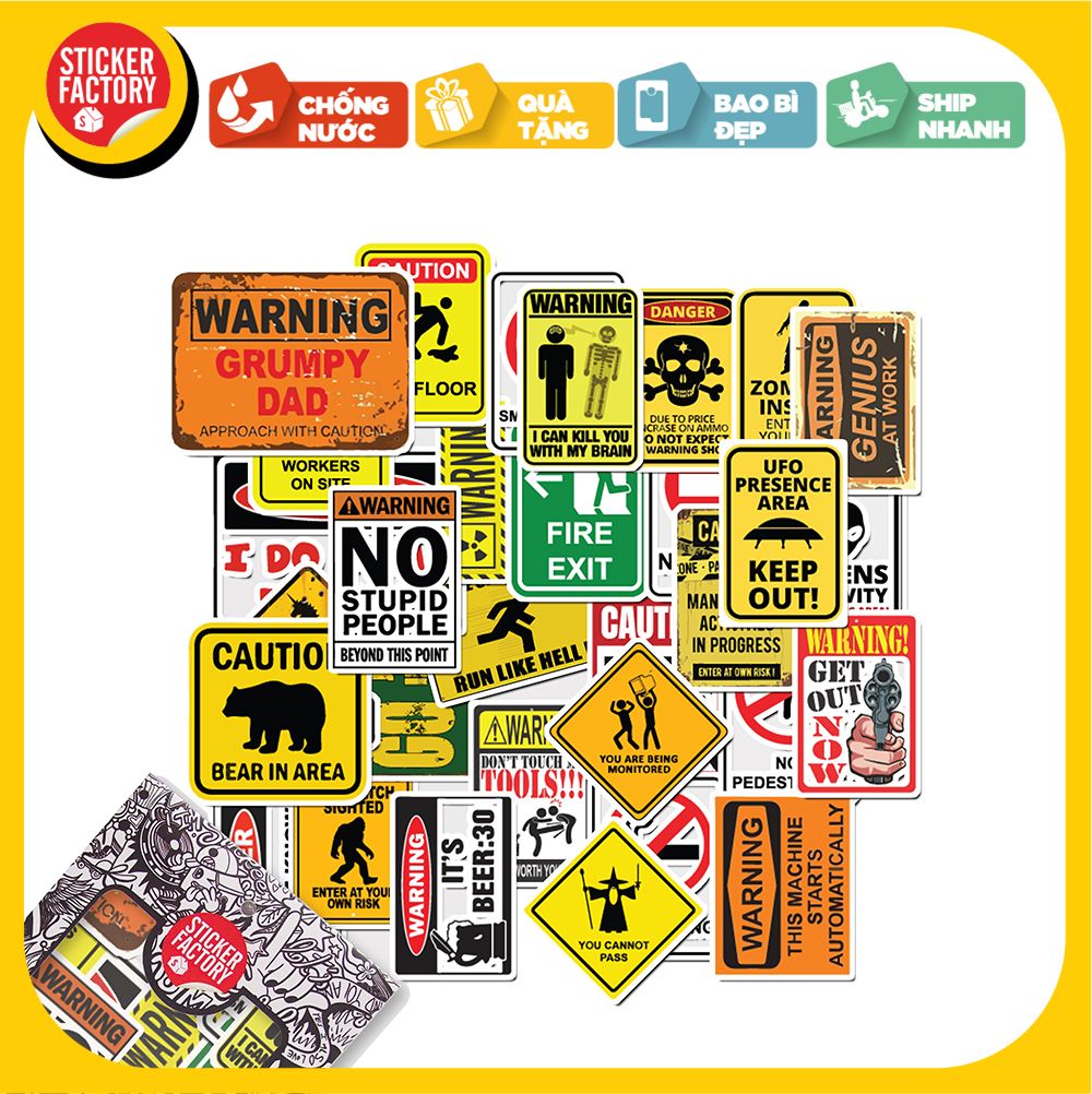 Warning - Set 30 sticker hình dán