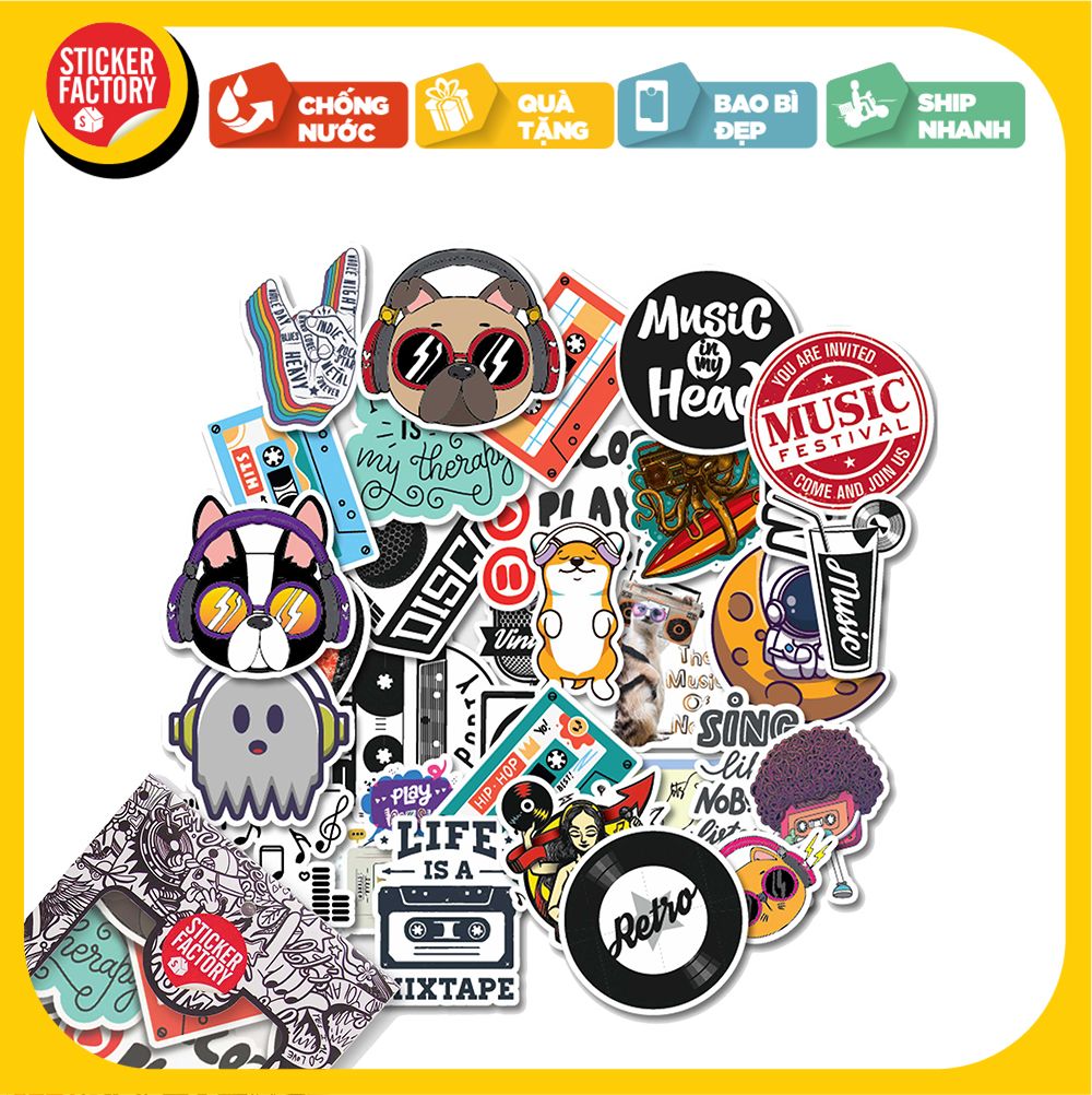 Music - Set 30 sticker hình dán