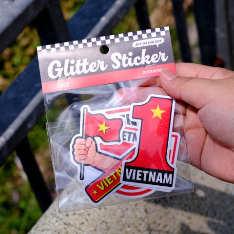  GLIT001 Vietnam Flag - Set 4 Glitter sticker - Hình dán kim tuyến 