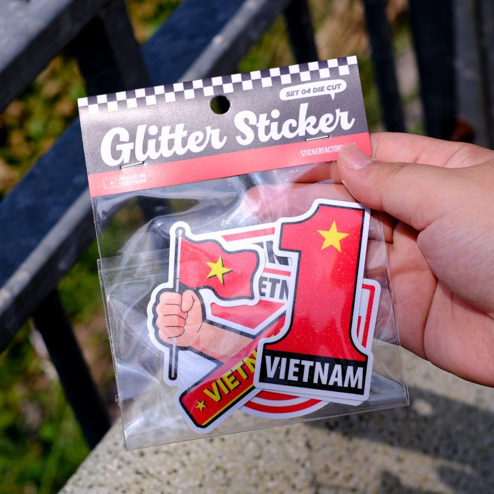 GLIT001 Vietnam Flag - Set 4 Glitter sticker - Hình dán kim tuyến