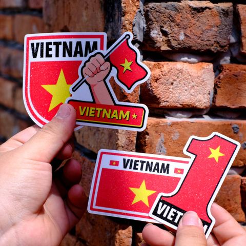  GLIT001 Vietnam Flag - Set 4 Glitter sticker - Hình dán kim tuyến 
