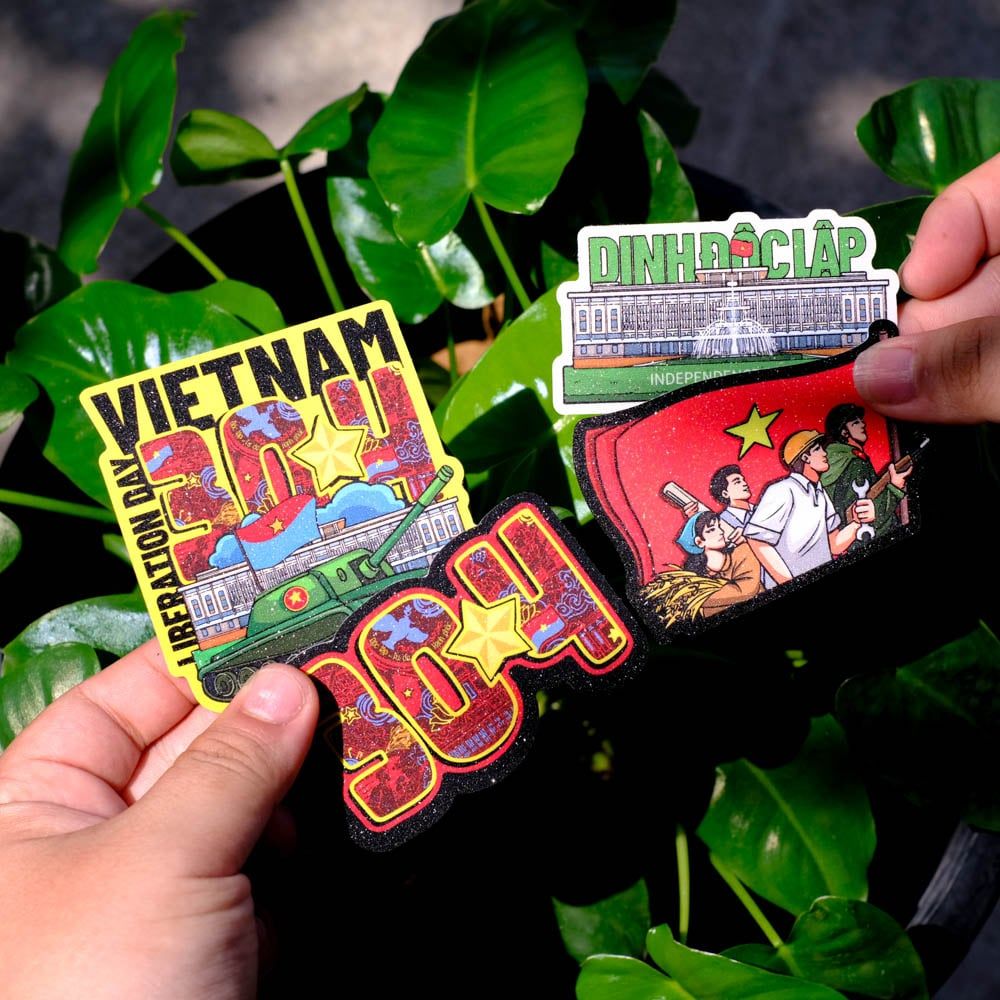 GLIT002 Vietnam Liberation Day 30/04 - Set 4 Glitter sticker  - Hình dán kim tuyến
