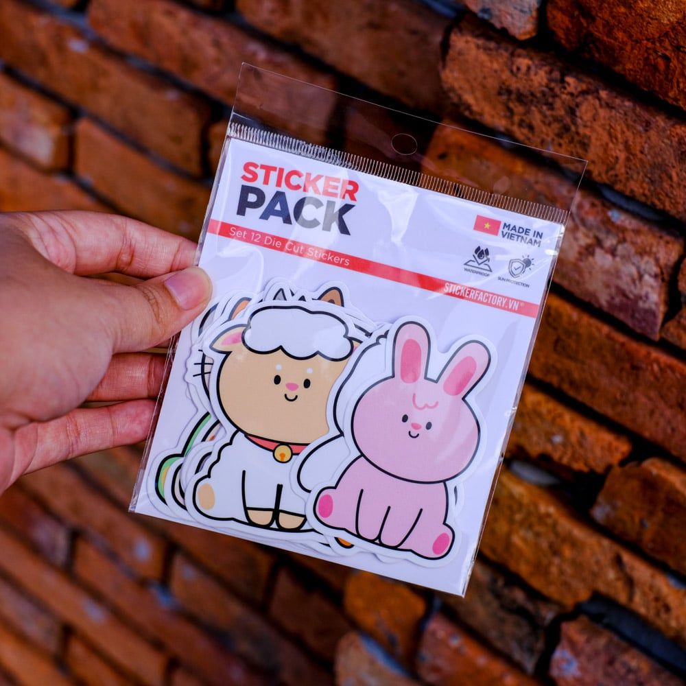 SET12010 ĐỘNG VẬT DỄ THƯƠNG – Set 12 Die Cut Sticker Pack