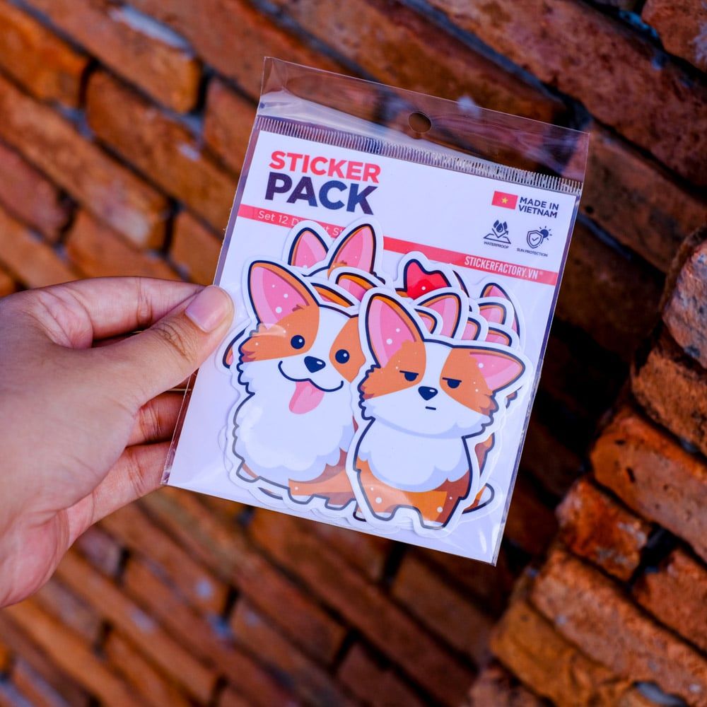 SET12012 CHÓ GORGI – Set 12 Die Cut Sticker Pack