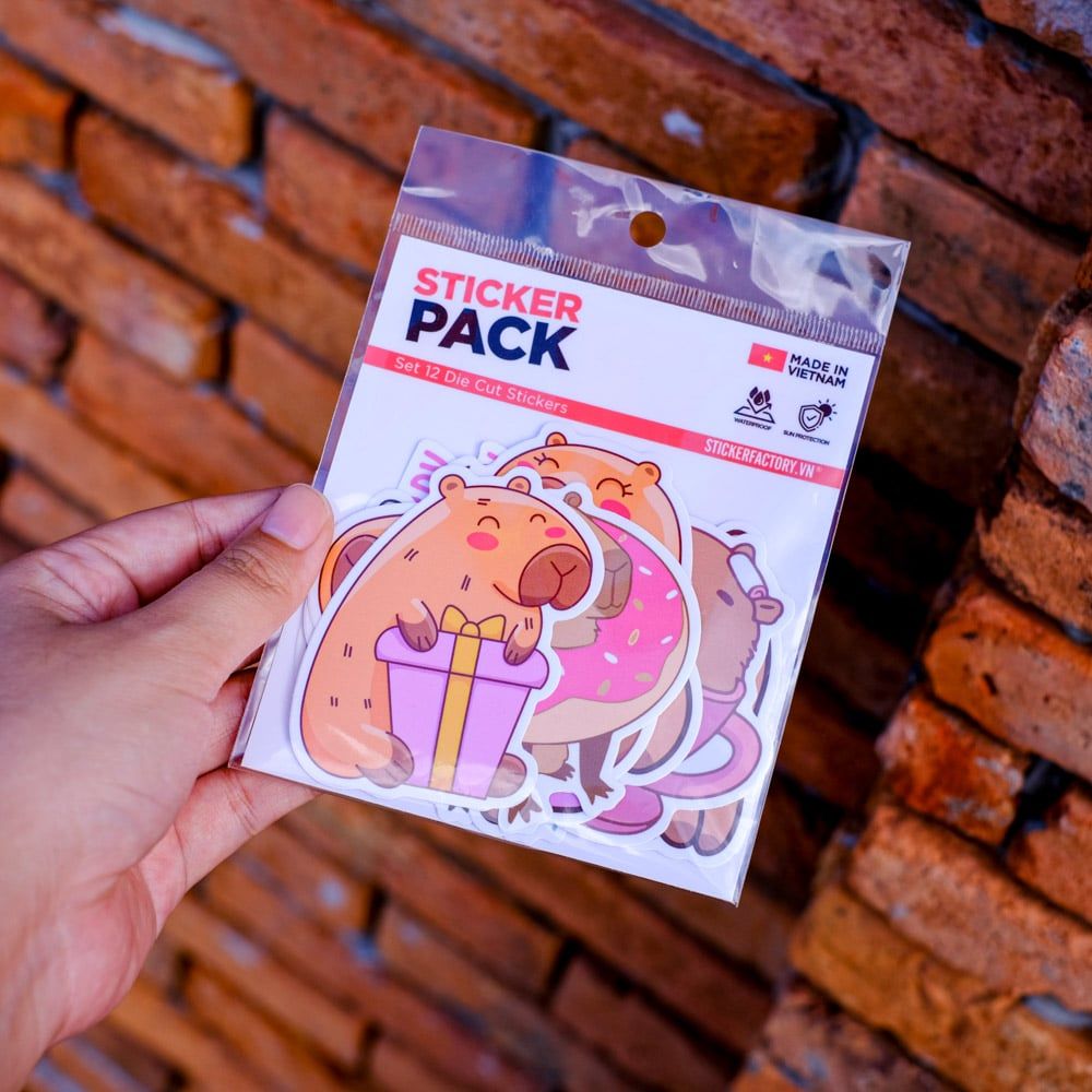 SET12001 CAPYBARA – Set 12 Die Cut Sticker Pack