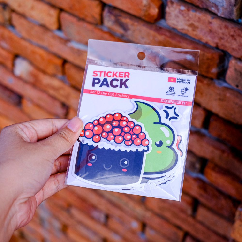 SET12013 KAWAII SUSHI – Set 12 Die Cut Sticker Pack