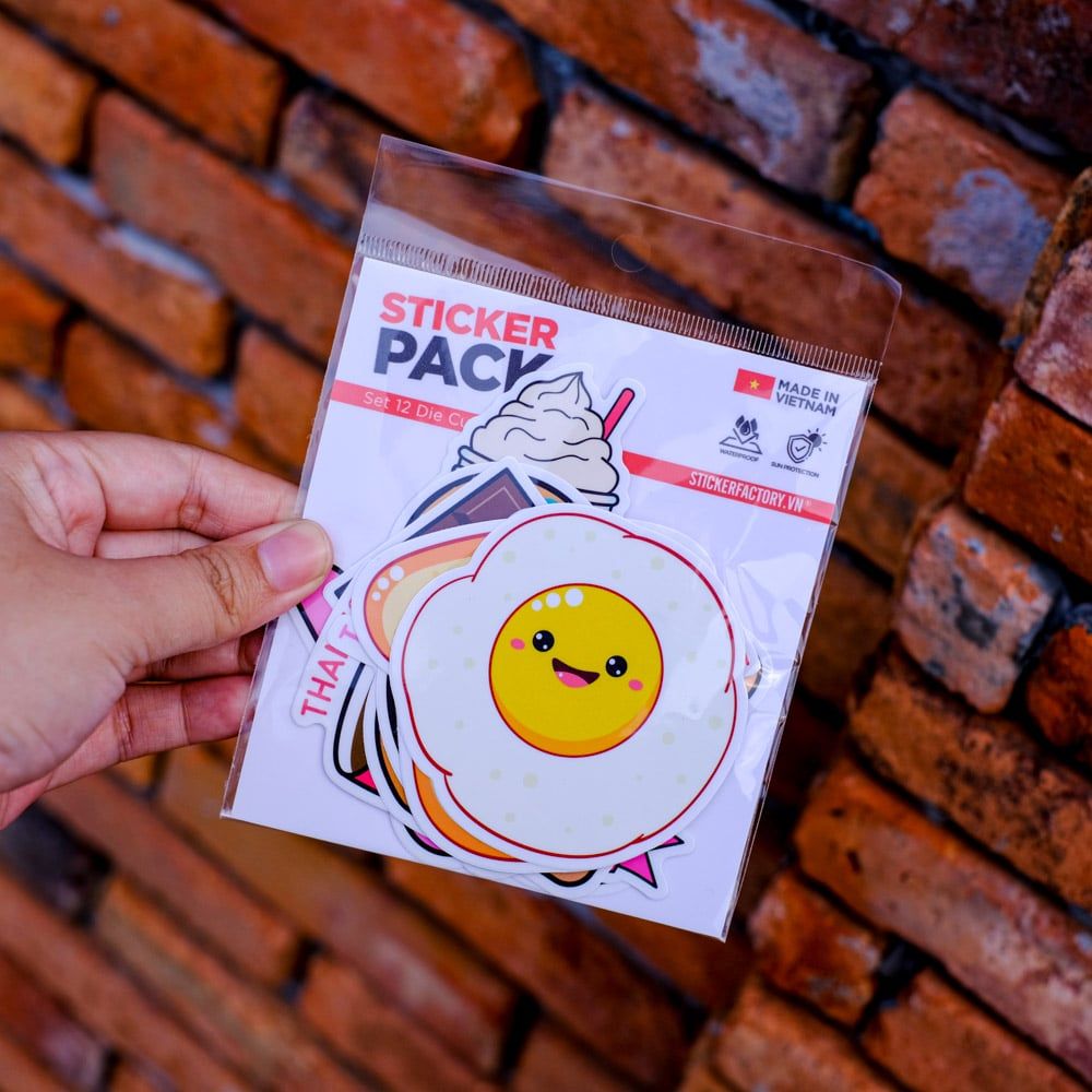 SET12004 ĐỒ ĂN DỄ THƯƠNG – Set 12 Die Cut Sticker Pack