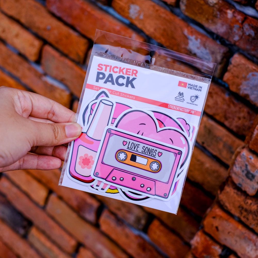 SET12009 MÀU HỒNG – Set 12 Die Cut Sticker Pack
