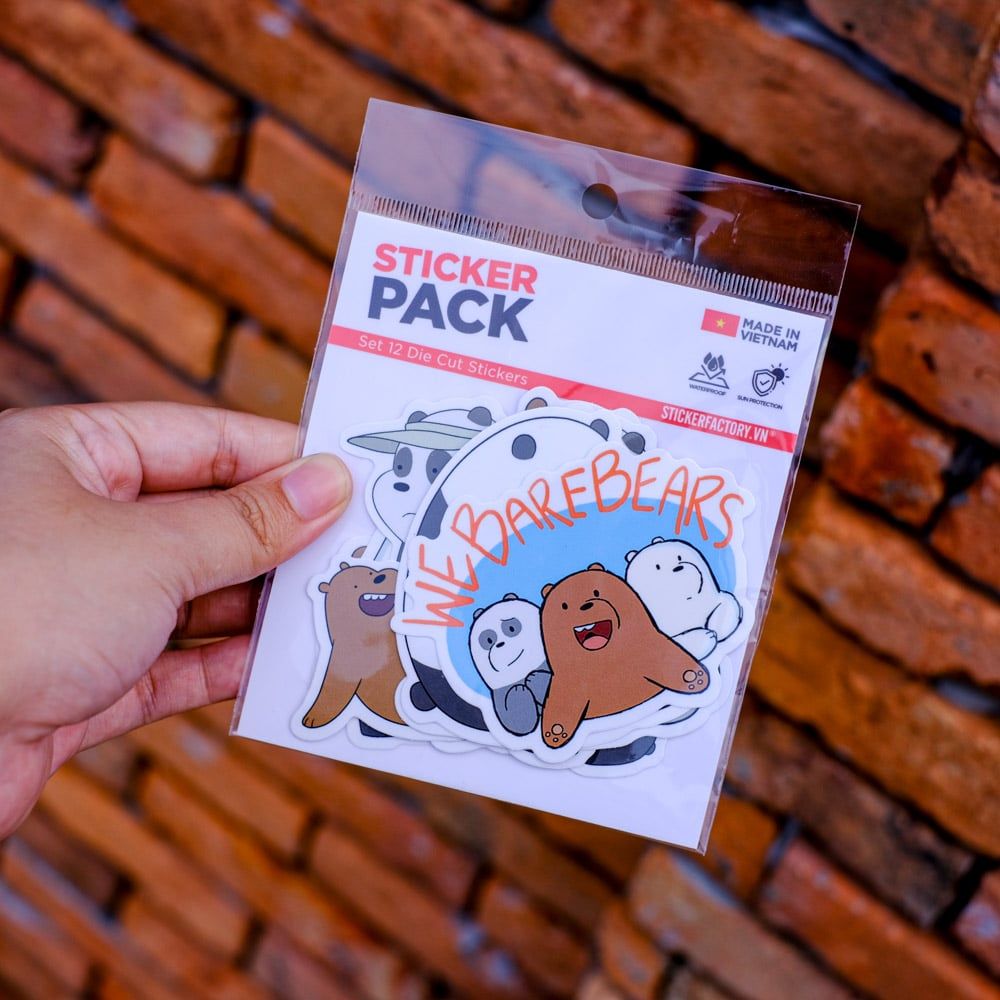 SET12026 BA CHÚ GẤU – Set 12 Die Cut Sticker Pack